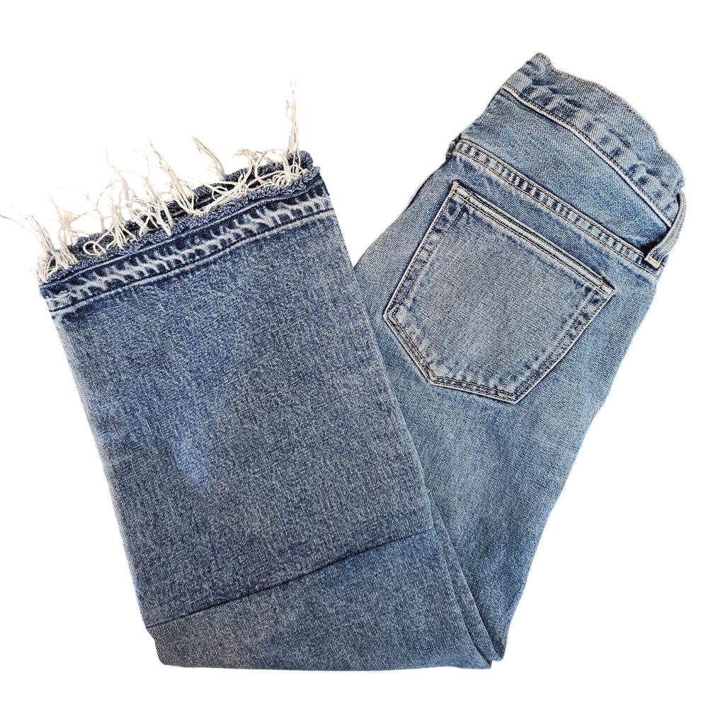 Simon Miller Low‎ Rise Thomas Crop Two Tone Denim Jeans Frayed Hem | Women's 25
